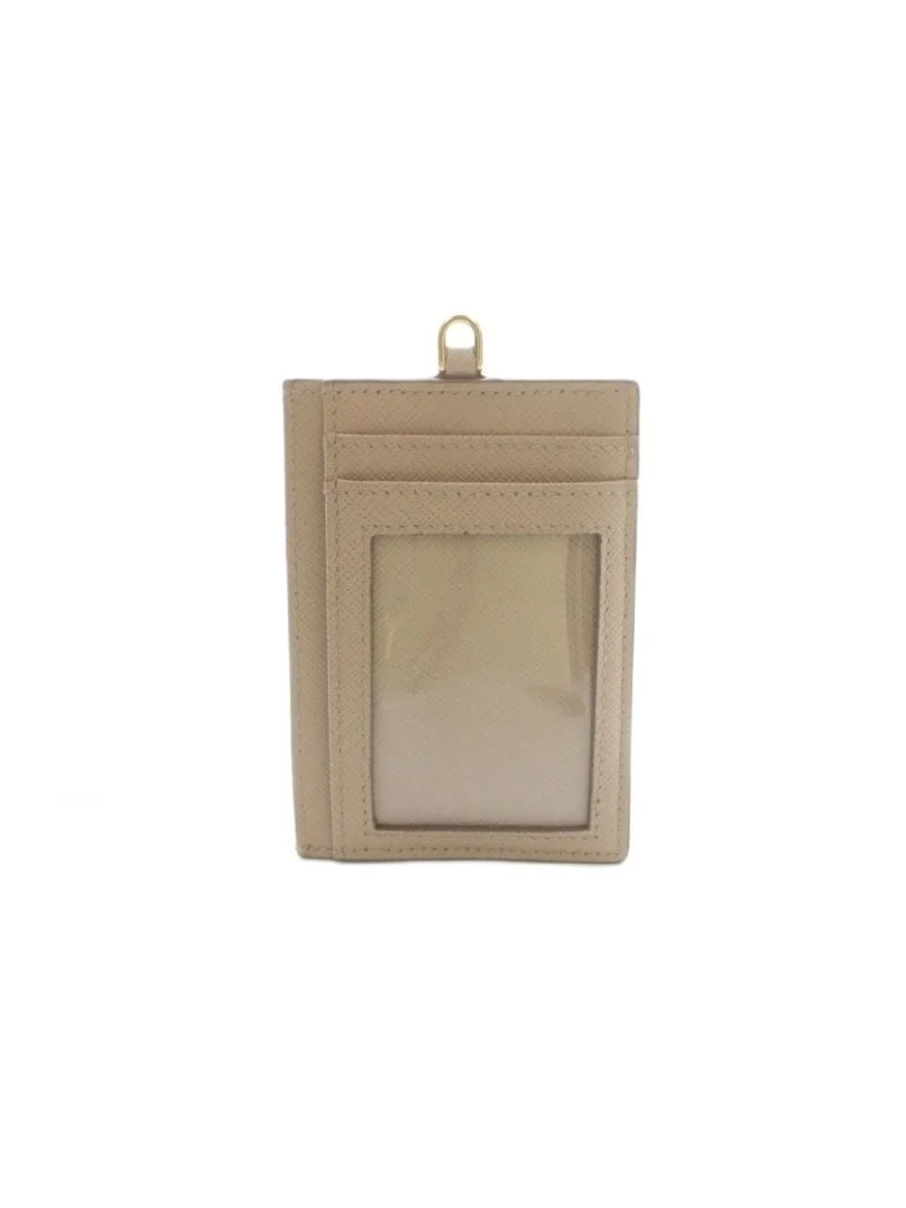 Prada Neck Holder Pass Case Leather Beige Pink